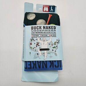 Buck Naked Performance Boxer Briefs Mens Size L Golf Balls Tee Golf Pattern